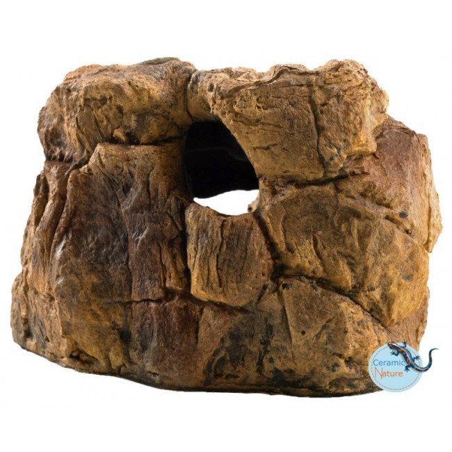 Cachette pour reptile avec gamelle intégrée - Imitation roche naturelle